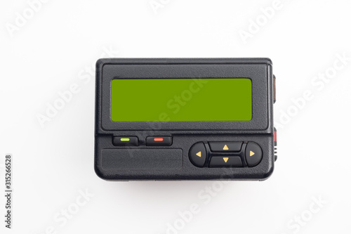 A pager or a beeper ,One way pagers can only receive messages on white background