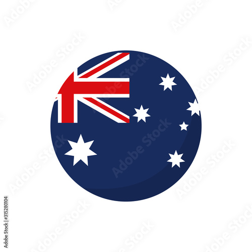 round flag button australia icon on white background