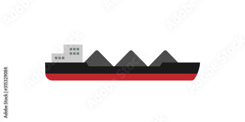 cargo ship with coal icon. Clipart image isolated on white background