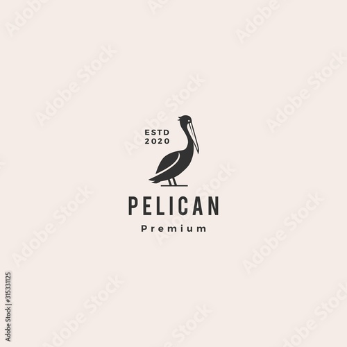 pelican gulf bird coast beach logo vector icon illustration hipster vintage retro