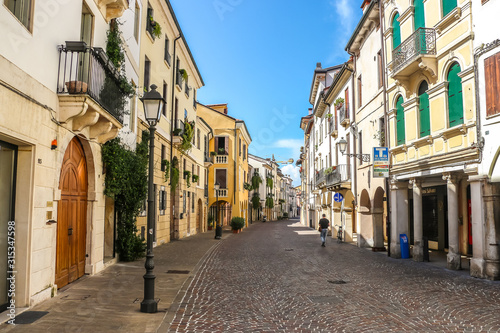 Vicenza, Italy. Beautiful streets of Vicenza in sunny day.