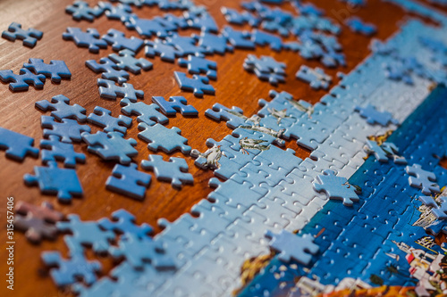 Partially solved jigsaw puzzle
