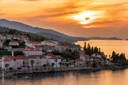 Sunset over the Croatian island of Korcula