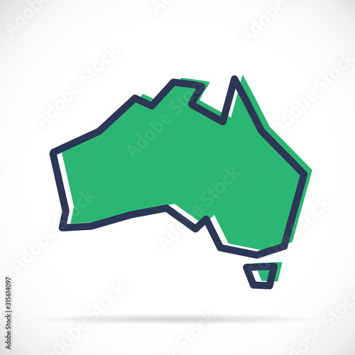 Stylized simple outline map of Australia