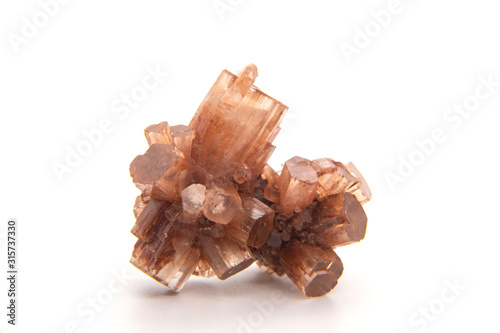 Macro mineral stone Aragonite on white background, Taouz, Morocco