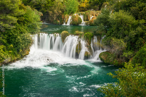 The famous waterfalls at the beautiful Krka National Park. Travel destinations in Europe.