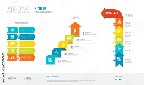 arrows style infogaphics design from startup concept. infographic vector illustration