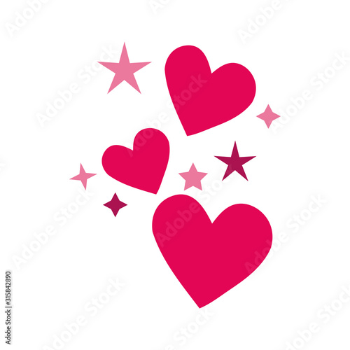happy valentines day hearts with stars