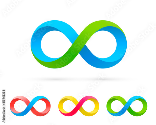 Symbol of infinity art info, color set collection.