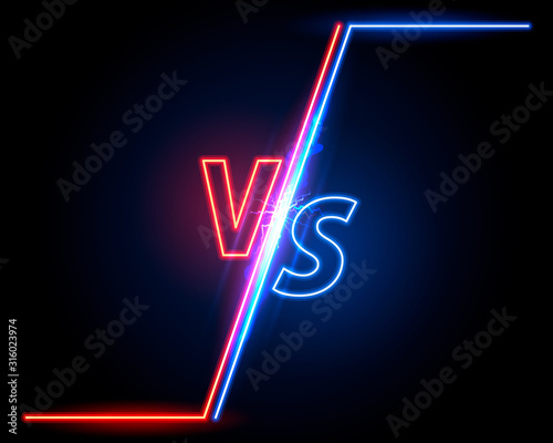 Versus game cover, neon banner sport vs, team concept.