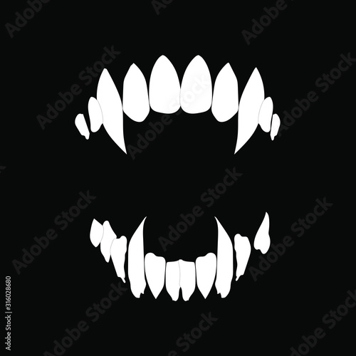 Vampire teeth vector isolated on black background