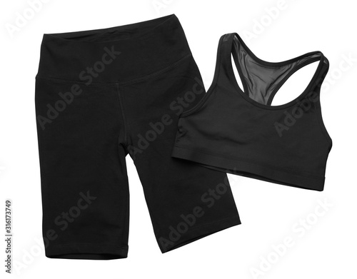 New stylish sportswear isolated on white, top view