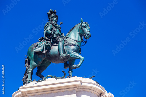 The equestrian statue of Joseph 1st of Portugal, bronze made by Joaquim Machado de Castro in 1775