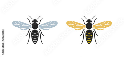 Hornet logo. Isolated hornet on white background. Wasp