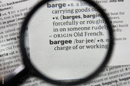 The word or phrase bargee in a dictionary.