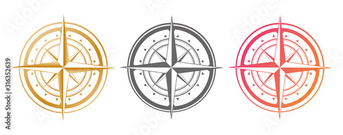 Set compass icon isolated on a white background. Travel symbol