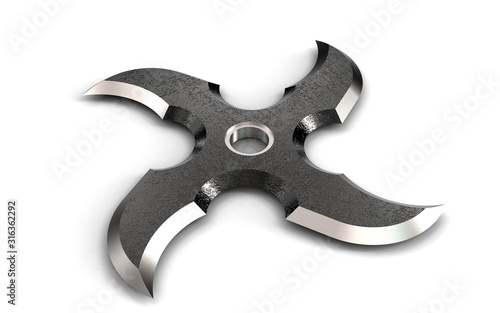 3d illustration of ninja shuriken isolated on white