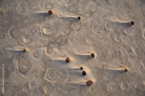 Beautiful patterns created by the wind on the beach in the Slowinski National Park. Czolpino, Leba, Poland.