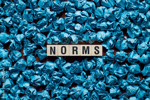 Norms word concept on cubes