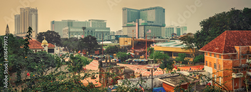 View of Malacca City, Malaysia, skyline panorama.