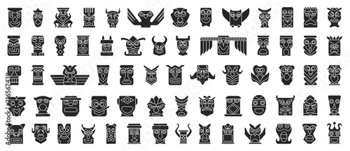 Native totem vector black set icon.Vector illustration animal mask on white background.Isolated set icon native totem.