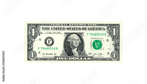 1 Dollar money realistic paper banknotes of USA - vector business art illustration