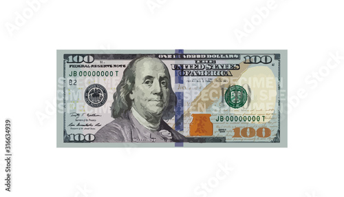 100 Dollars money realistic paper banknotes of USA - vector business art illustration