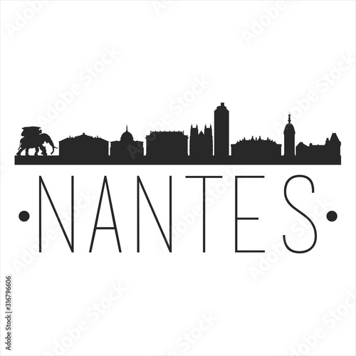 Nantes France. City Skyline. Silhouette City. Design Vector. Famous Monuments.