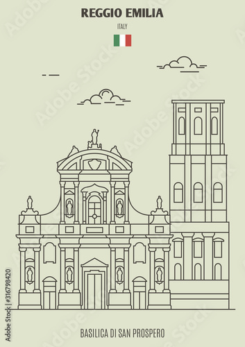 Basilica Di San Prospero in Reggio Emilia, Italy. Landmark icon