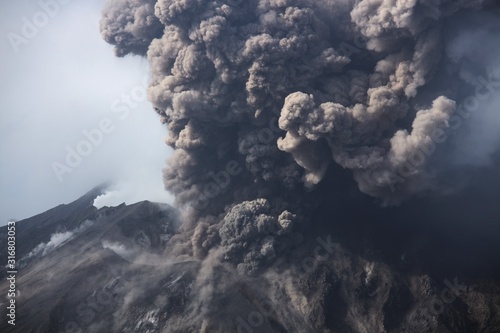 Cloud of volcanic ash from Sakurajima Kagoshima Japan