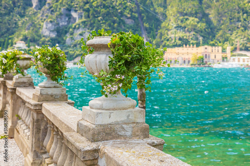 Ancient stone walls at the touristic village Riva del Garda