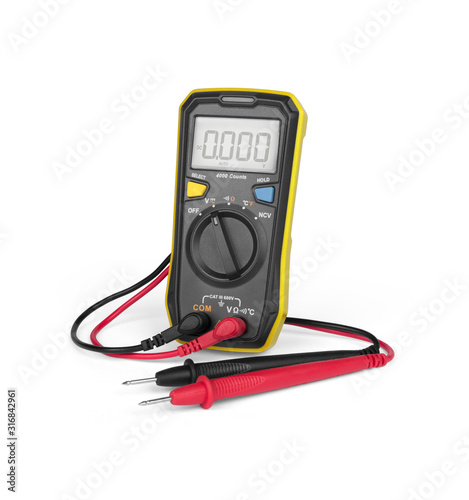 Digital multimeter isolated on white background