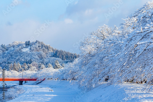 秋田県角館 冬の雪景色