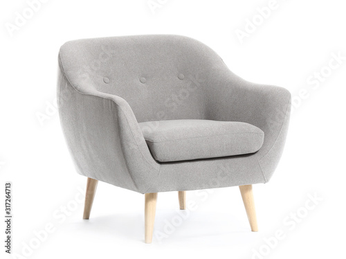 Modern armchair on white background