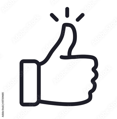 Like confirm and thumb up outline icon