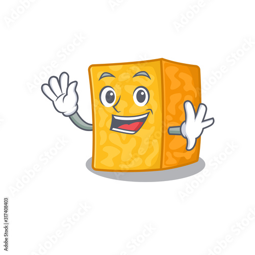 Waving friendly colby jack cheese cartoon character design