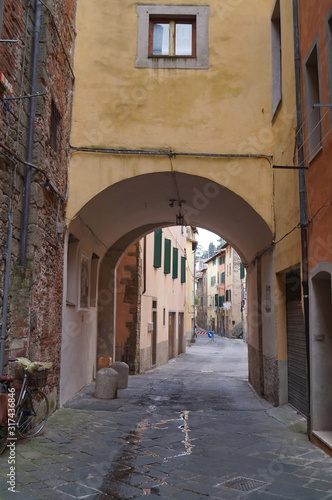 Typical alley in Pescia, Tuscany, Italy