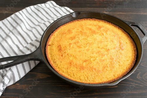 Buttermilk Cornbread: Traditional Southern cornbread baked in a cast iron skillet