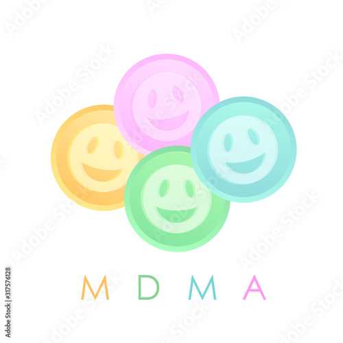 Colorful ecstasy tablets vector icon