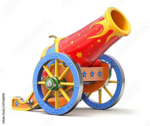 Ancient circus cannon on white background - 3D illustration