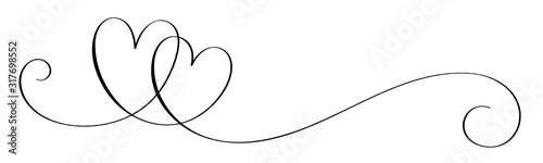 Hand-Drawn Black Vector Interlocking Hearts With Copy Space