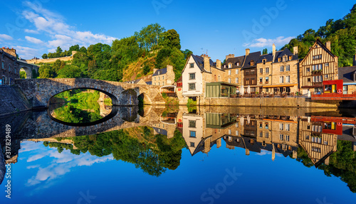 The Old bridge in the port of Dinan town, France