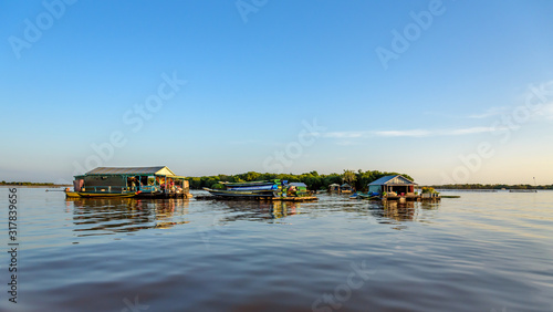  The Floating Village of Kampong Khleang on Tonle Sap Lake at Siem Reap Cambodia During Sunset