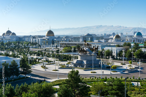 View of the presidential palace (Oguzhan) in Ashgabat Turkmenistan. 