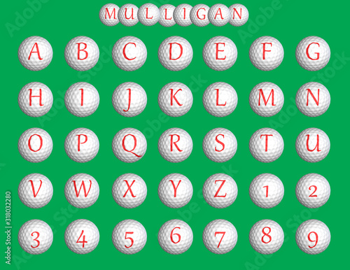 Mulligan Golf alphabet - 3D Illustration
