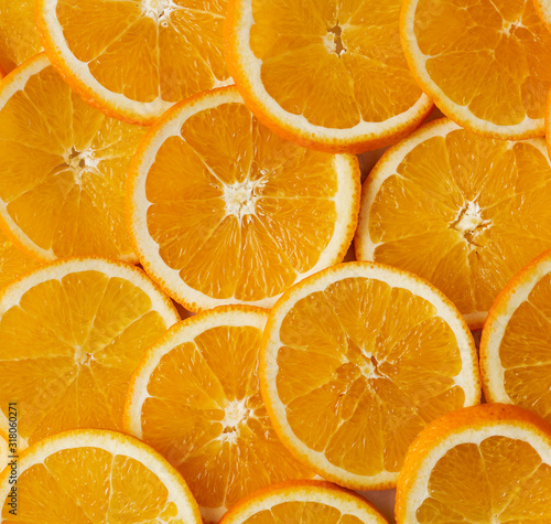 texture of round slices of ripe juicy orange