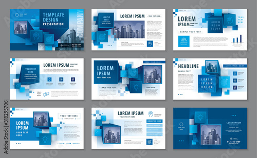 Presentation Templates, Abstract 3D Cube blocks Background vector Template Brochures