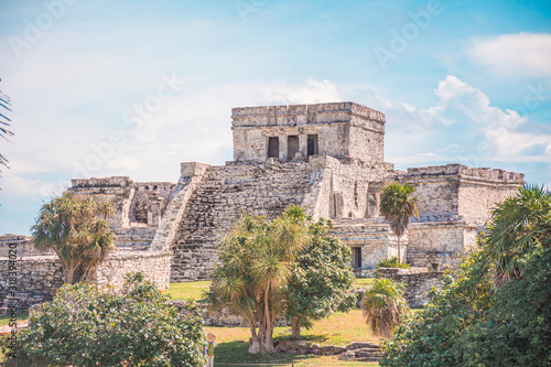 Tulum Archaeological Site. Ancient Mayan pyramids located in Riviera Maya, Mexico