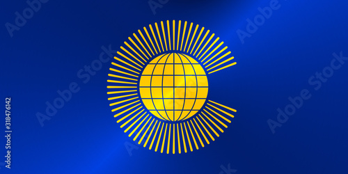 Flag of Commonwealth of Nations in traditional colors and proportion. Metal texture. 3D rendering