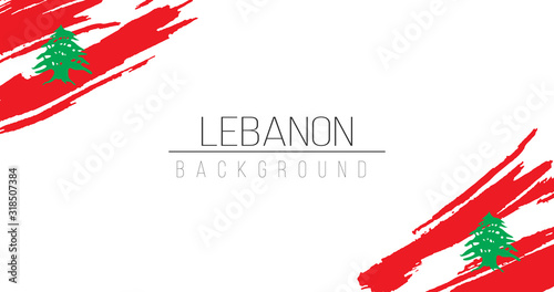 Lebanon flag brush style background with stripes. Stock vector illustration isolated on white background.
